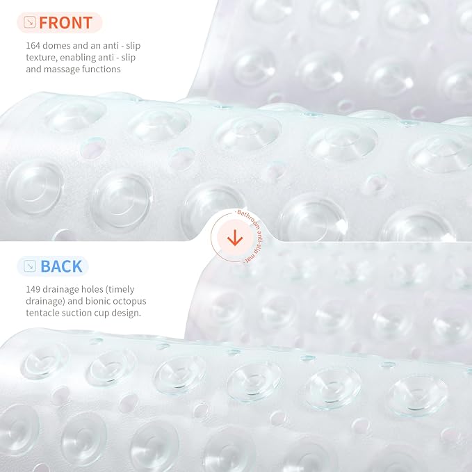 Anti-Slip Bathtub Shower mat, 20.8×20.8（Approximately 53×53cm） inch Soft - Image 2