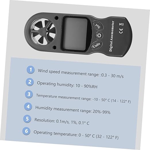GLEAVI 1pc Digital Anemometer Hygrothermograph Wind Speeds Wind Gauge Handheld - Image 3