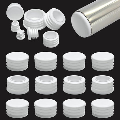 1-1/4" Plastic Hole Plugs White -Round Chair Leg Caps, Flush Mount Pipe Plugs by EASYEAH