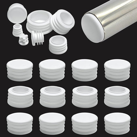 1-1/4" Plastic Hole Plugs White -Round Chair Leg Caps, Flush Mount Pipe Plugs by EASYEAH