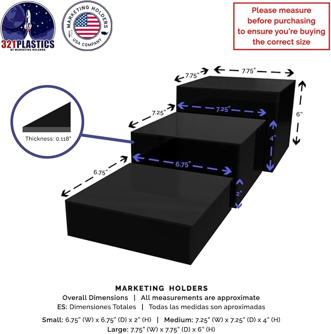 Marketing Holders Acrylic Display Riser Boxes Black 3 Piece Retail Product - Image 6