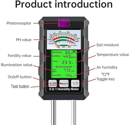 6-in-1 Soil Moisture Meter, Hygrometer - Image 8