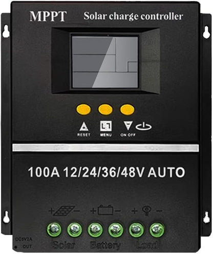 100A MPPT Solar Charge Controller, 12/24/36/48V, LCD Display, Dual USB by SAOOER