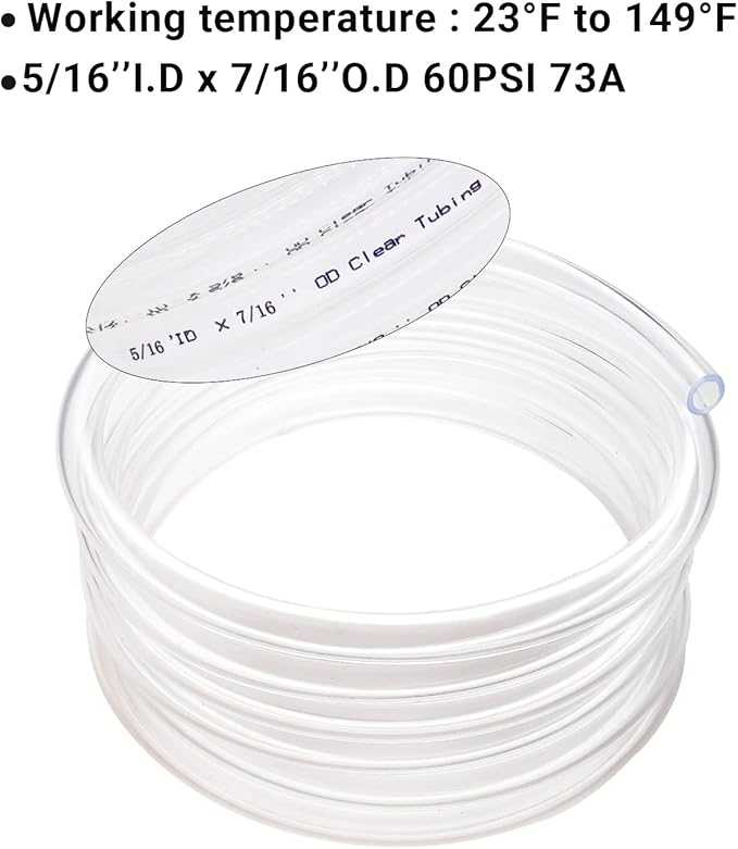 Clear Vinyl Tubing 5/16" ID × 7/16" OD -25 Ft 60PSI, Flexible Plastic Tubing - Image 5
