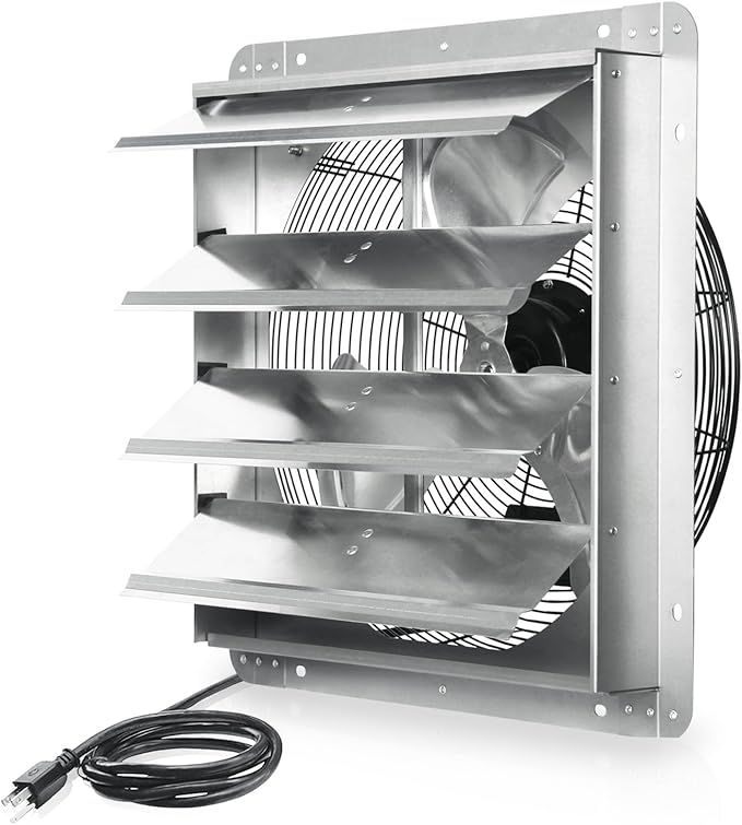 KEN BROWN 18 Inch Shutter Exhaust Fan, 2450CFM High Speed Wall Mounted Vent Fan by KENBROWN