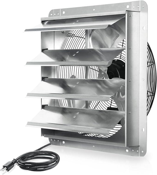 KEN BROWN 18 Inch Shutter Exhaust Fan, 2450CFM High Speed Wall Mounted Vent Fan by KENBROWN