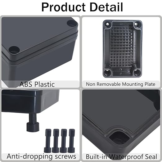 Junction Box, IP67 Waterproof ABS Black Project Box - Image 3