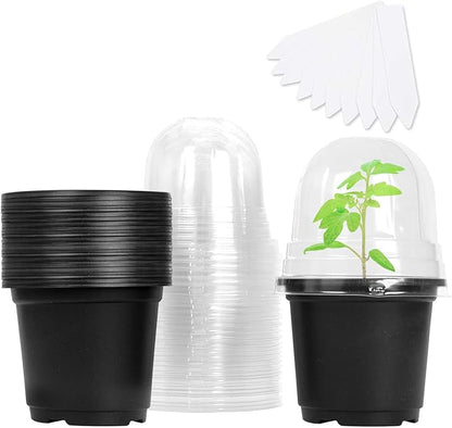 MIXC Plant Nursery Pots with Humidity Dome 4" Soft Transparent Plastic by MIXC