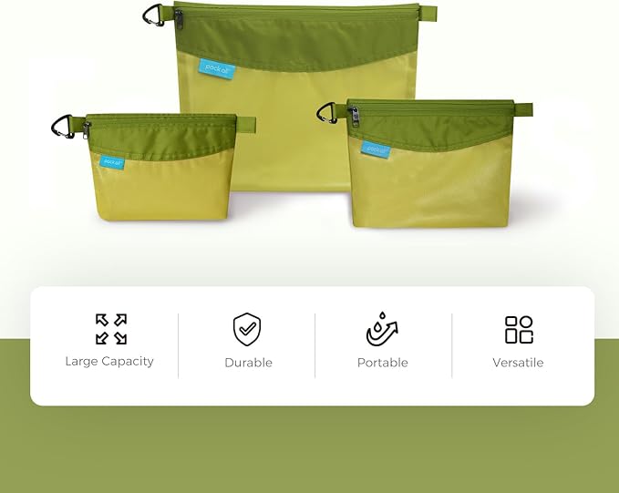 pack all 3 Pcs Water-resistant Material Zipper Pouch Set, Mesh Zipper Bags - Image 9