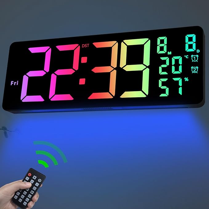 JoFomp 17.3" Large Digital Wall Clock, LED Digital Clock Large Display by JoFomp