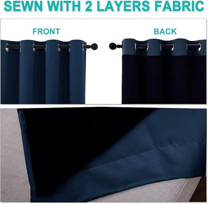 NICETOWN 100% Blackout Curtain Panel, Thermal Insulated Black Liner Curtain - Image 4