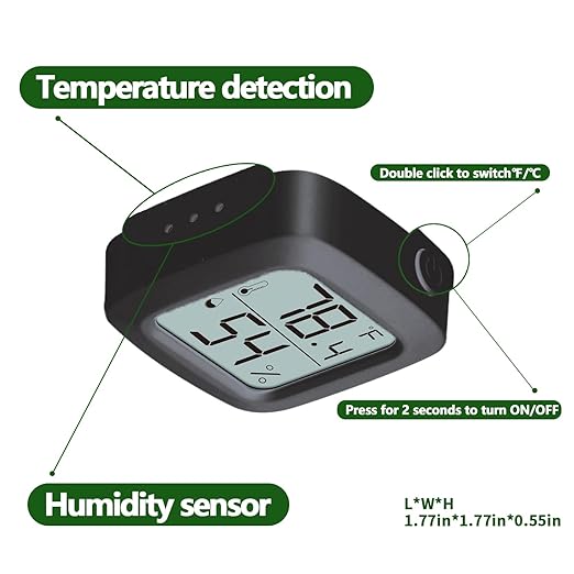 Black Reptile Thermometer and Hygrometer – LCD Digital Temp & Humidity Gauge - Image 2