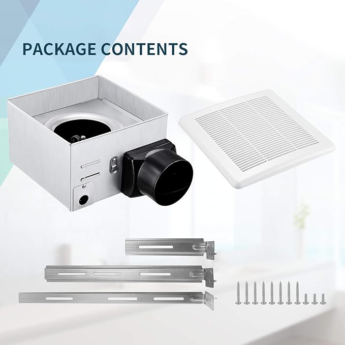 Tech Drive Bathroom Exhaust Fan 90 CFM 1.5 Sone, Very Quiet Ceiling Mounted - Image 6