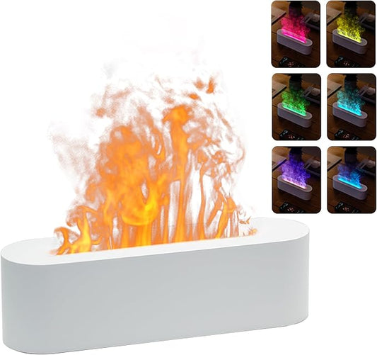 Essential Oil Air Diffuser Flame Colorful Water Vapor Fire Fireplace Humidifier by Rican