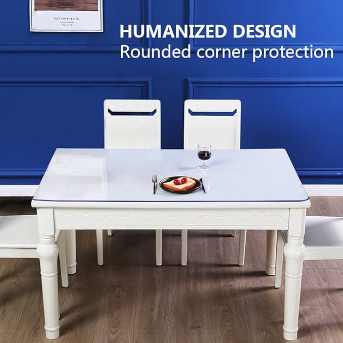 Rectanglar 27.6x63 in Clear Plastic Table Protector Desk Cover Chair Mat - Image 3