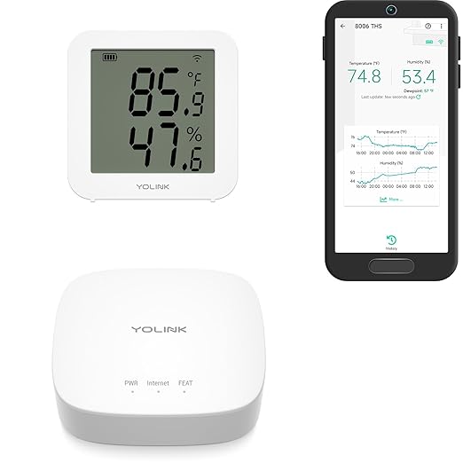 YoLink Indoor Hygrometer Thermometer, 2-Year Data Storage Export, Advanced by YoLink