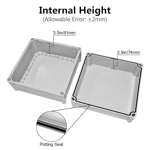LeMotech Waterproof Dustproof IP67 Junction Box DIY Case Enclosure Gray 11 x 11 - Image 4