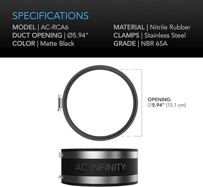 AC Infinity Noise Reduction Clamp 6-Inch, Duct Coupler - Image 5