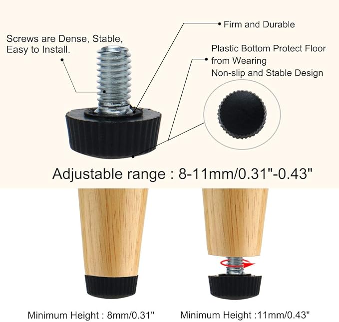 uxcell M6 x 10 x 16mm Leveling Feet Adjustable Leveler Floor Protector - Image 4