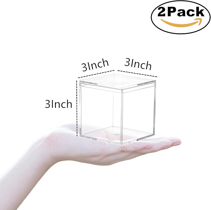Acrylic Box 2 Packs 3 * 3 * 3 Inch Clear Square Cube Display Case - Image 2