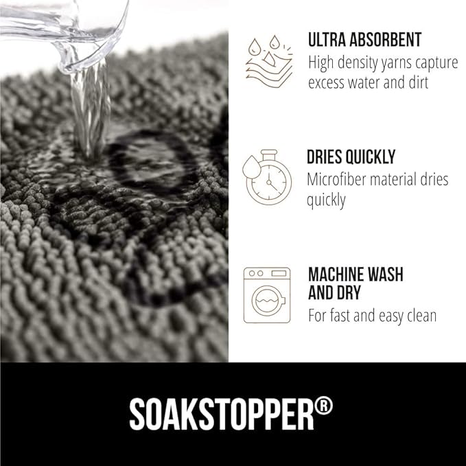 GORILLA GRIP SOAKSTOPPER Dog Door Mat, 35x24 Machine Washable Rug Absorbent - Image 4