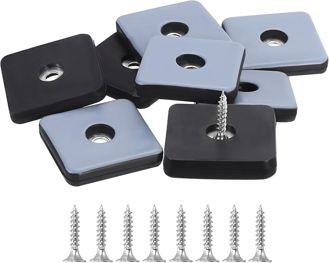 uxcell 8 Pcs Furniture Slider Pads, 1.57x1.57 Inch PTFE Square Screw-on by uxcell