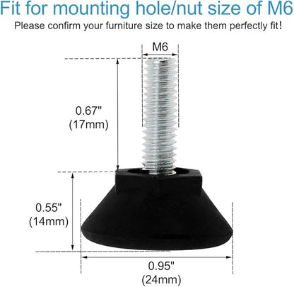 uxcell M6 x 17 x 24 Screw on Leveling Feet Adjustable Leveler Floor Protector - Image 2