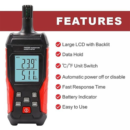 Handheld Hygrometer Temperature Humidity Meter, Digital Thermometer - Image 3