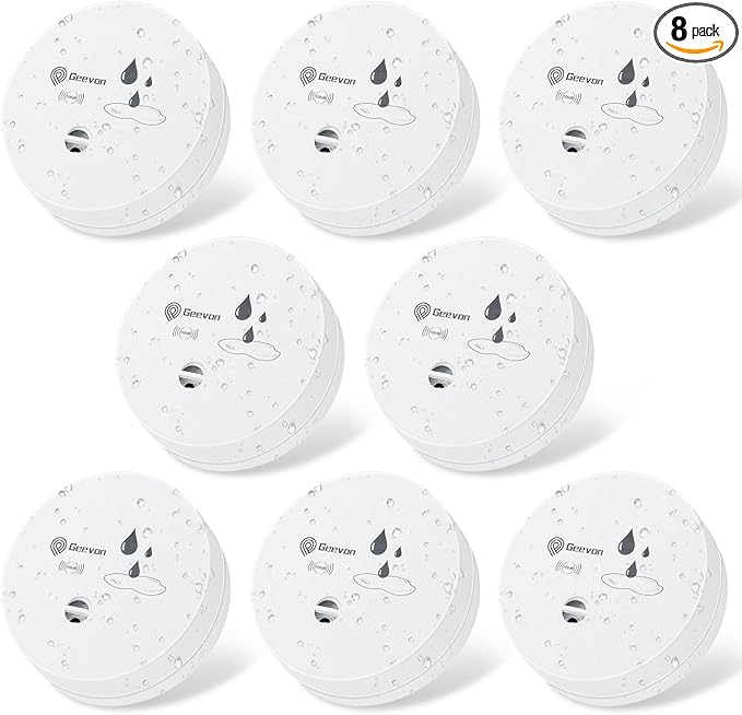 Geevon 8 Pack Water Leak Detectors, 100dB Water Sensor Alarms Flood Detector by GEEVON