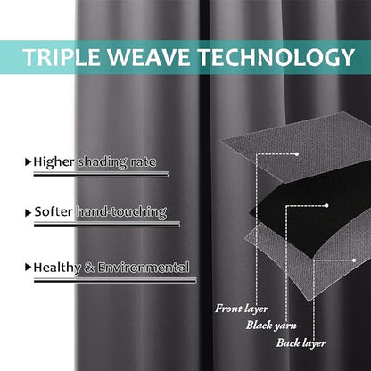 NICETOWN Full Shading Curtains 90 inches Long 2 Panels Set - Image 6