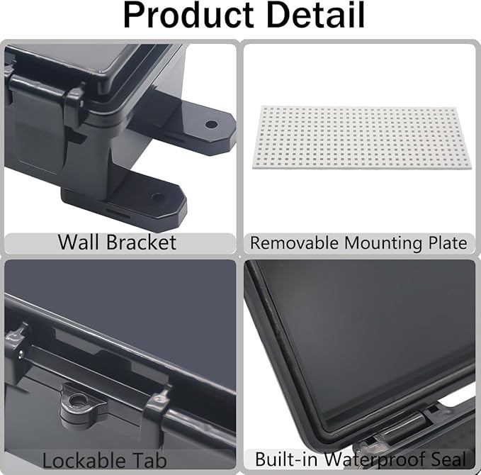 Junction Box, Hinged Black Cover IP67 Waterproof ABS Project Box - Image 4