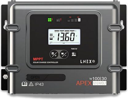 MPPT Solar Charge Controller 30A, 12V 24V Solar Panel Regulator by LNEX