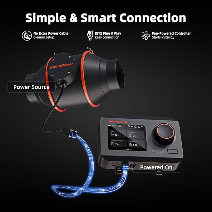 Spider Farmer Smart Air Filtration Kit 4", Inline Duct Fan, GGS Temperature - Image 2