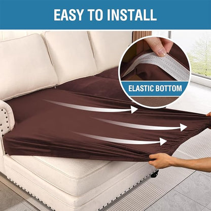 H.VERSAILTEX Velvet Stretch Sectional Couch Covers 3 Pieces Sofa Seat Cushion - Image 4