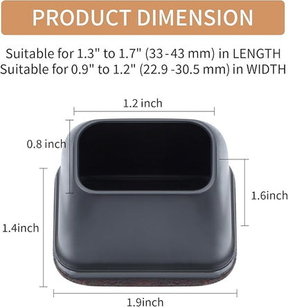Ezprotekt 24 Pcs Rectangle Black Silicone Chair Leg Floor Protectors Caps - Image 2