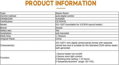 at Series steam Bath Generator AT-86 Controller, Sauna Heater Temperature - Image 6