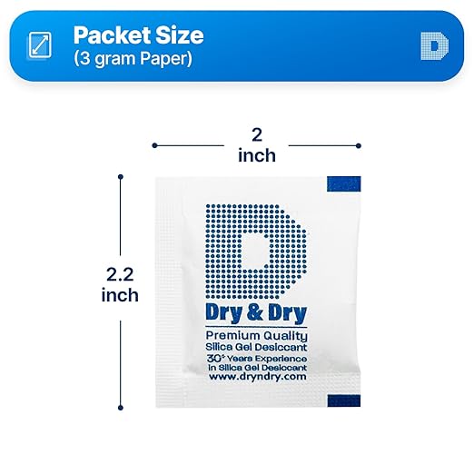 Dry & Dry 3 Gram Silica Gel Packets Silica Gel Desiccants, Silica Gel Packs - Image 6