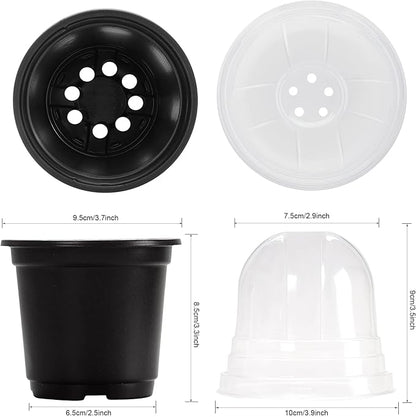 MIXC Plant Nursery Pots with Humidity Dome 4" Soft Transparent Plastic - Image 5
