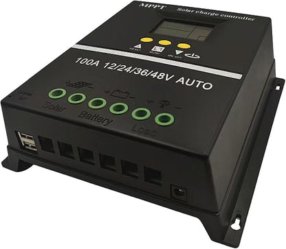 100A MPPT Solar Charge Controller, 12/24/36/48V, LCD Display, Dual USB - Image 7
