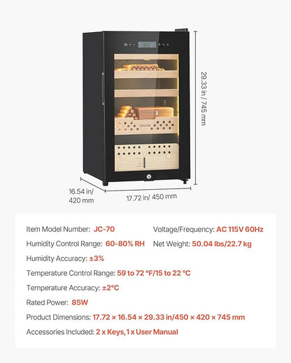 VEVOR Electric Humidor, Constant Humidity & Temperature Control, Spanish Cedar - Image 7