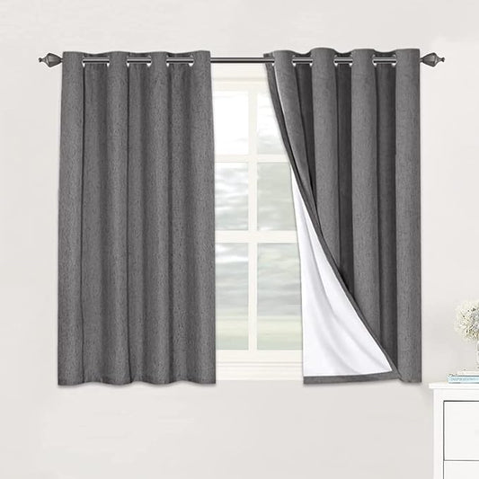 H.VERSAILTEX Linen Blackout Curtains 45 Inches Long 100% Absolutely Blackout by HVERSAILTEX