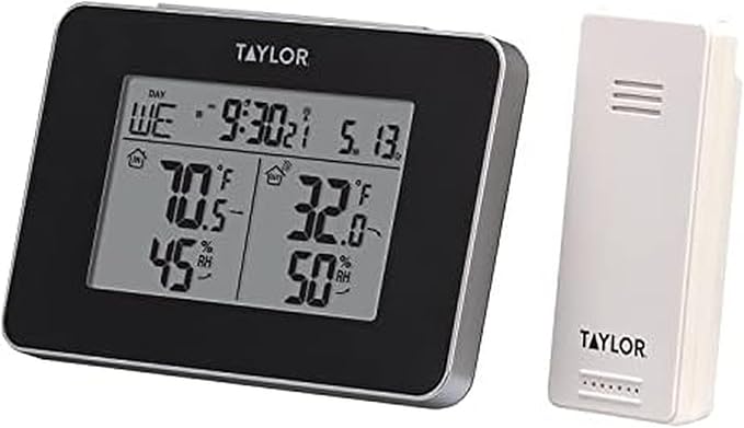Taylor Wireless Digital Indoor Outdoor Thermometer and Hygrometer, Weather by Taylor