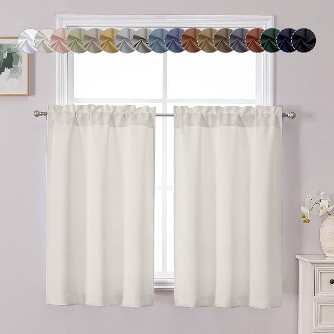 Chyhomenyc Natural Short Blackout Curtains 45 Inch Length, Small Kitchen by Chyhomenyc