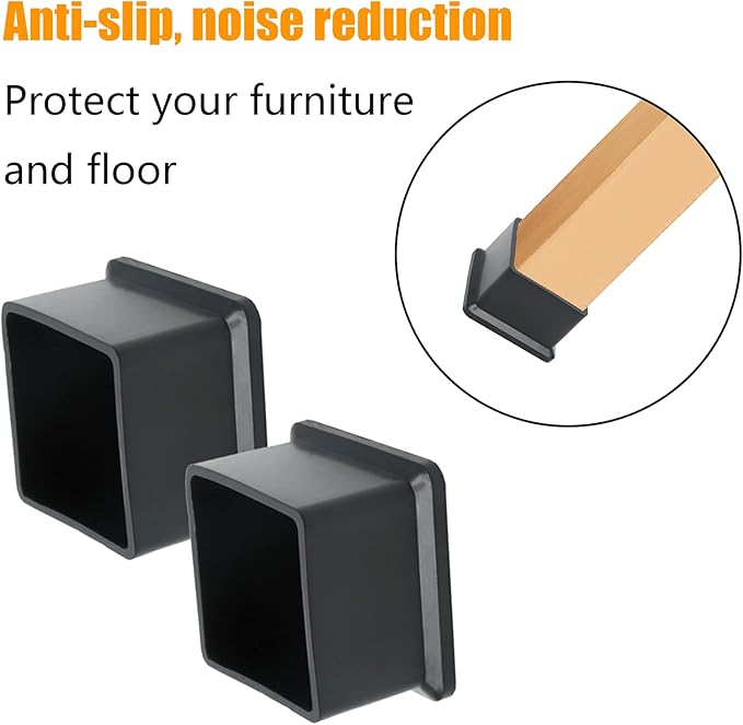 12PCS Square Chair Leg Caps 1-1/2" x 1-1/2" Square Black Furniture Foot Table - Image 4