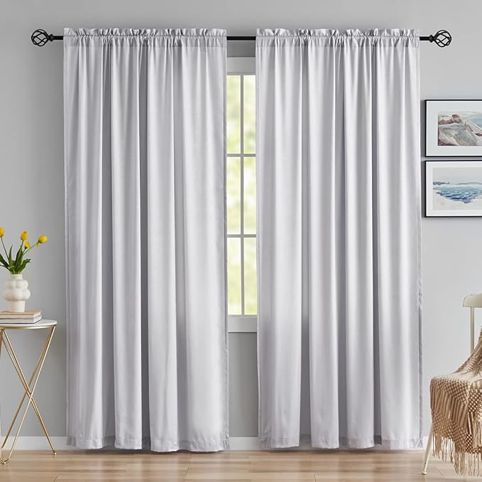 Privacy Sheer Curtains That Let Light in, Rod Pocket Semi Sheer Privacy by MYSTIC-HOME