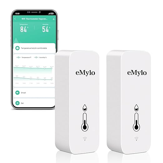 WiFi Temperature Humidity Sensor, Wireless Indoor Thermometer Hygrometer by eMylo