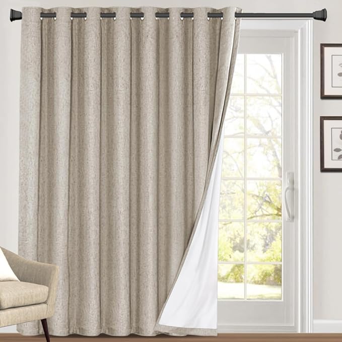 PrinceDeco 100% Blackout Curtains Linen Blackout Curtains 108 Inches Long Room by PrinceDeco