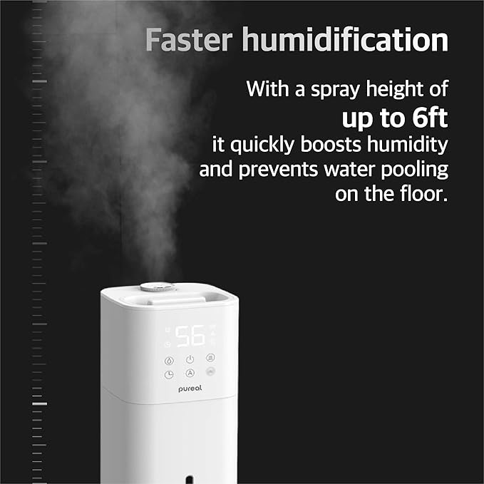 Pureal 10L Tower Humidifier, 83H Runtime, Warm & Cool Mist, Large Room - Image 8