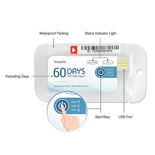Tzone 50 Packs Single Use Temp Recorder Data Logger Temperature Logger USB - Image 6