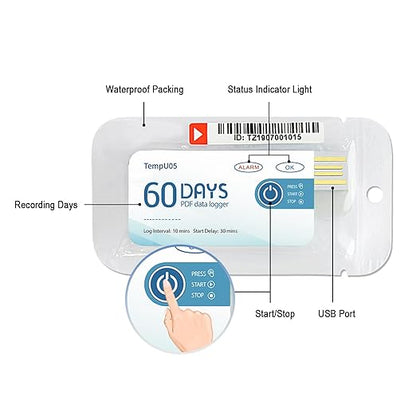 Tzone 50 Packs Single Use Temp Recorder Data Logger Temperature Logger USB - Image 6